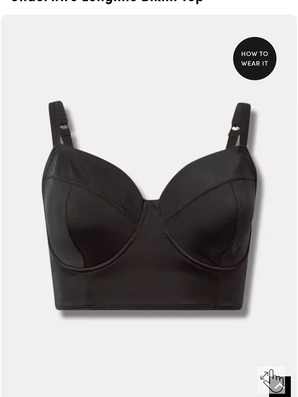 Torrid 2 D/DD Black Longline Underwire Bra Top